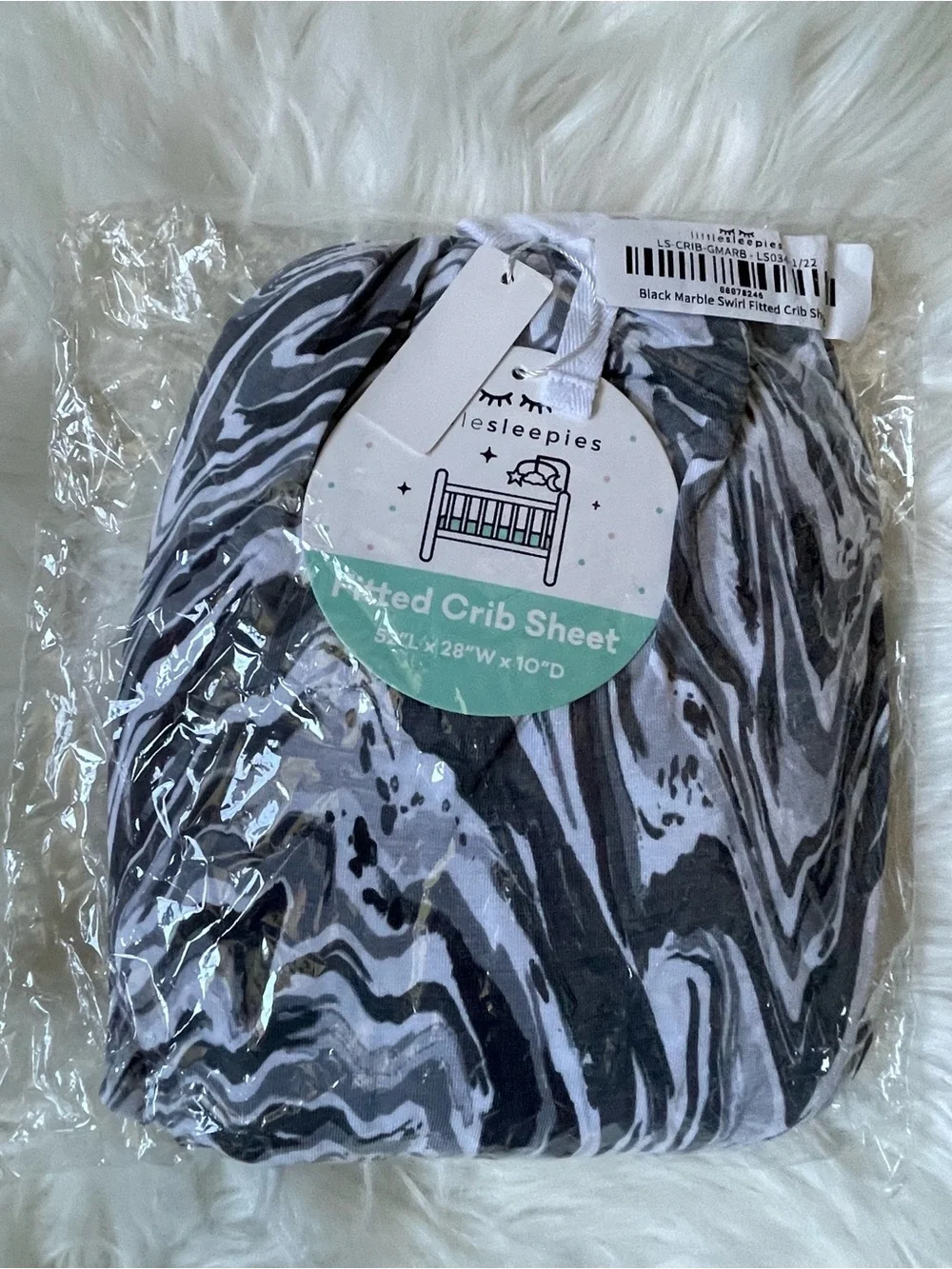 Little Sleepies Gray Marble Swirl Fitted Crib Sheet – NWT – Bamboo Viscose